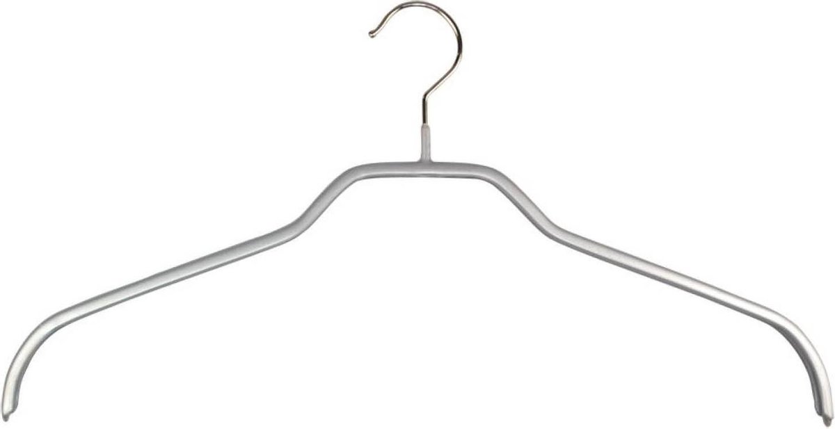 [Set van 5] MAWA 41F - dunne ruimtebesparende metalen kledinghangers met een supermooie zilveren anti-slip coating voor o.a. blouses, jurkjes en shirts
