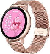 Optible® Coup - Smartwatch Dames - Smartwatch Heren - Horloge - Stappenteller - Full Circle – Diverse Wijzerplaten - Bloeddruk - Mutli sport - Goud  - Metaal
