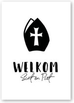 Sinterklaas poster A4 | Zwart-wit | Sinterklaasfeest | Welkom Sint & Piet | MOODZ design