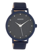 OOZOO Timepieces - Diep blauwe horloge met diep blauwe leren band - C10658 - Ø45
