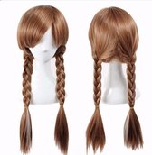 Anna pruik met lange haarvlechten met elastisch haarnetje - voor bij de Prinsessenjurk meisje - Verkleedkleren - Cadeau - voor bij je Anna verkleedjurk - one size