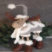 Noël debout Elk Renne sur 4 pattes avec manteau gris à pois 50 cm