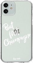 Casetastic Apple iPhone 12 / iPhone 12 Pro Hoesje - Softcover Hoesje met Design - But First Champagne Print