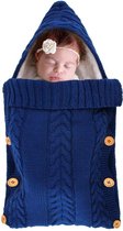 BonBini's® baby voetenzak - babyvoetenzak buggy - wandelwagenvoetenzak - babydekentje met knopen - babydekentje met knopen - 75 x 35 cm - 0-3 maanden - Dark Blue
