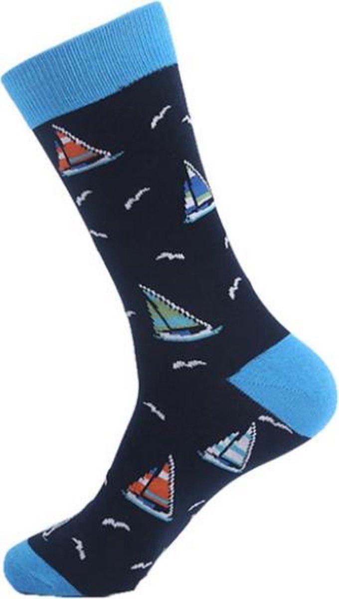 Sokken heren blauw - print boot / zeil - 40-46