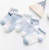 Babysokken set van 5 paar - Grijs - 0-6 maanden - Babysokjes - Baby beenmode