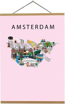 Kaart van Amsterdam | B2 poster | 50x70 cm | Roze | Maison Maps