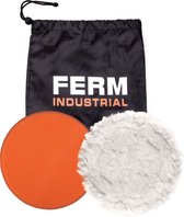 FERM Industrial – Polijstschijven set – Universeel – Ø180MM – Polijstspons – Wollen polijstschijf – Klittenband – voor AGM1084P, AGM1120P