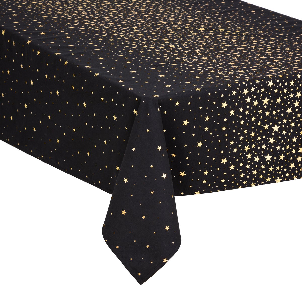 DELUXE tafelkleed kerst katoen - Zwart met gouden of zilveren sterren - 140 x 240 cm - Katoen - Kersttafelkleed