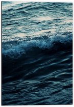 Dibond - Golvende Zee Blauw - 40x60cm Foto op Aluminium (Met Ophangsysteem)