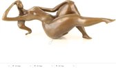 Beeld erotisch brons - Naakte liggende dame - Modern sculptuur - 9,7 cm hoog