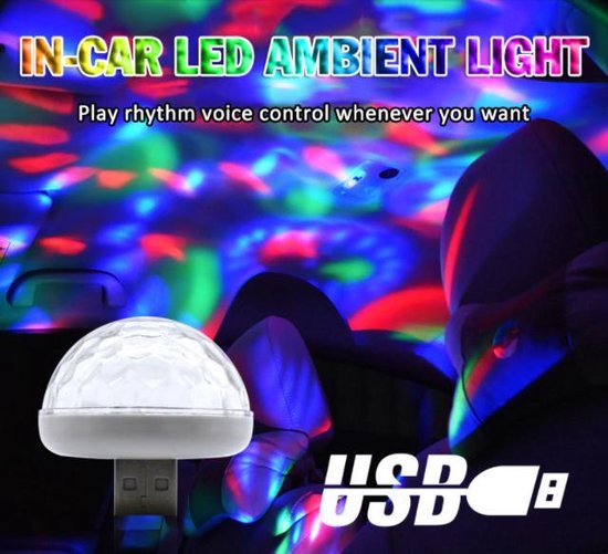 Mini Usb Led Light Disco Dj Bal Lichten Projector Licht Auto