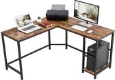 L-Vormig Hoekbureau met 2 Legplanken - 138 x 138 x 75 cm - Rustiek Bruin