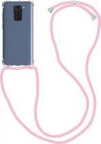 Hoesje met Koord Geschikt voor de Xiaomi Redmi Note 9 | Back Cover met Ketting | Flexibel TPU | Ideaal voor Festival / Vakantie | Roze