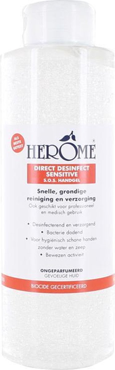 Goedkoopste Herome Direct Desinfect Handgel Sensitive (Parfumvrij) met klepdop - Desinfecterende Handgel met 80 Alcohol - Beschermt Tegen Bacteriën en Droogt de Handen Niet Uit - 1000ml.