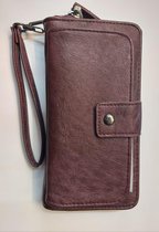 Bags And Wallets - Dames Portemonnee - Met Telefoonvakje - Clutch - Afneembare Polsband - Wijnrood - 8 pasjes