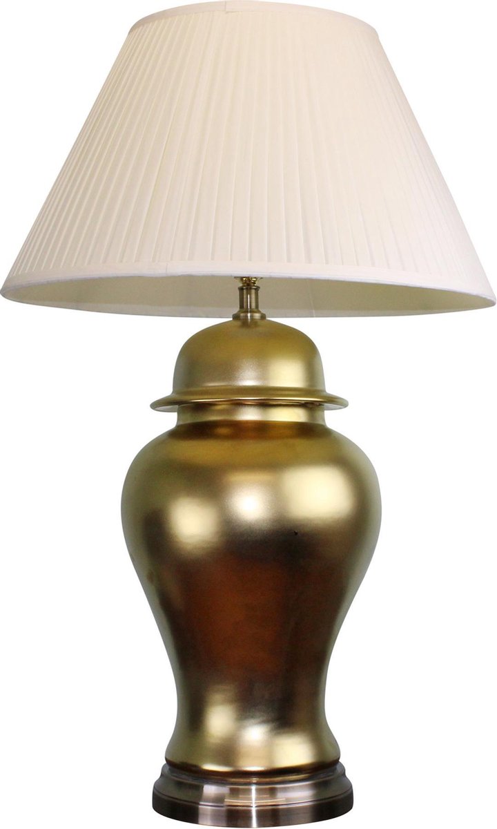 beest compileren Vulkanisch Grote gouden keramiek lamp met metalen voet 85 cm - Grote Keramiek Tafellamp  -... | bol.com