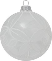 Transparante Kerstballen met Chique Wit Design - set van 3 stuks - met de hand gedecoreerd