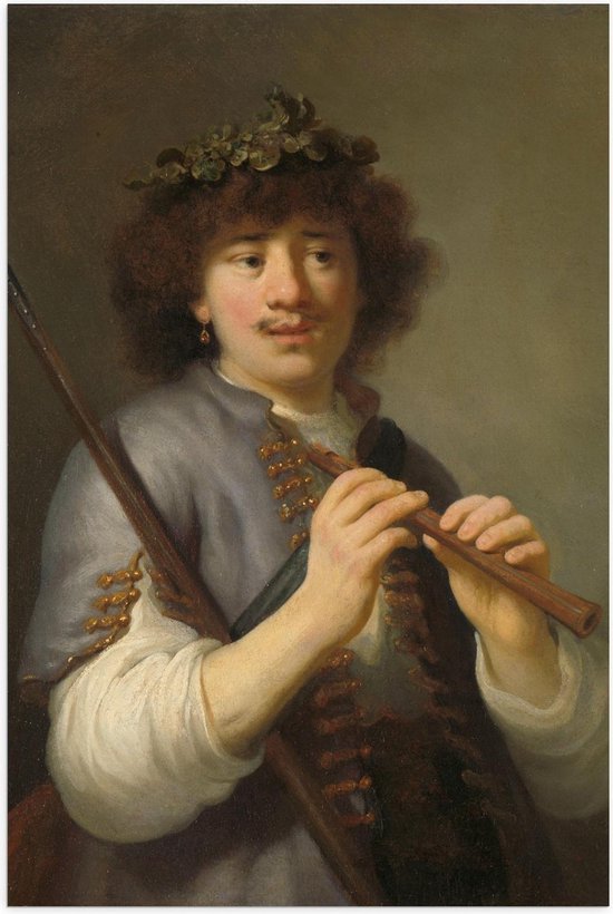 Poster – Oude meesters - Rembrandt als herder met staf en fluit, Govert Flinck - 40x60cm Foto op Posterpapier