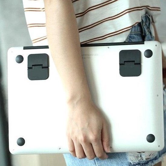 AiTodos® Laptopstandaard, aluminiumlegering, zwart, lichtgewicht