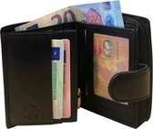 Leren Portemonnee met Ritssluiting - Drukknoopsluiting - Nappa Leer - Zwart