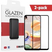 2-pack BMAX geschikt voor de Glazen LG K61 Full Cover Glas / Met volledige dekking / Beschermglas / Tempered Glass / Glasplaatje