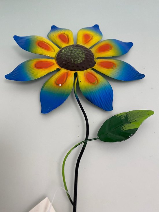 Bloem sierlijk gebogen op tuinsteker, 20 x 120 cm, Roest Metaal Tuindecoratie | Bloemen