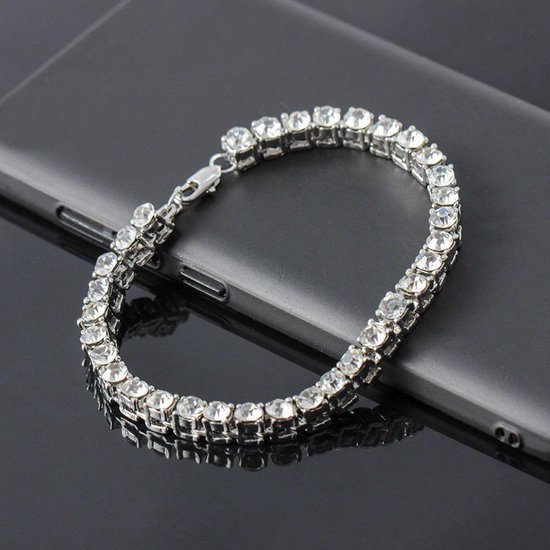 Tennis Armband met Diamantjes (Zirkonia) - Zilver kleurig - 5mm - Heren  Armband -... | bol.com