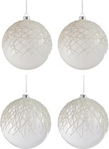 J-Line Doos Van 4 Kerstbal Parels 2Klaar+2Grijs Glas
