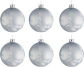 J-Line Doos Van 6 Kerstbal Glas Mat Ijsblauw Small 8Cm/ Set van 2 dozen