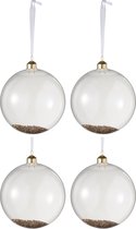 J-Line Doos Van 4 Kerstballen Deco Glas Klaar/Goud Large