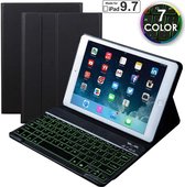 Hoes Toetsenbord - Leer - Keyboard Case Geschikt voor:  Apple iPad Air 9.7 inch (1e en 2e Generatie) iPad Air / Air 2 (9.7 inch) - iPad Hoesje met Toetsenbord - Zwart - Bluetooth Toetsenbord iPad - iPad Toetsenbord