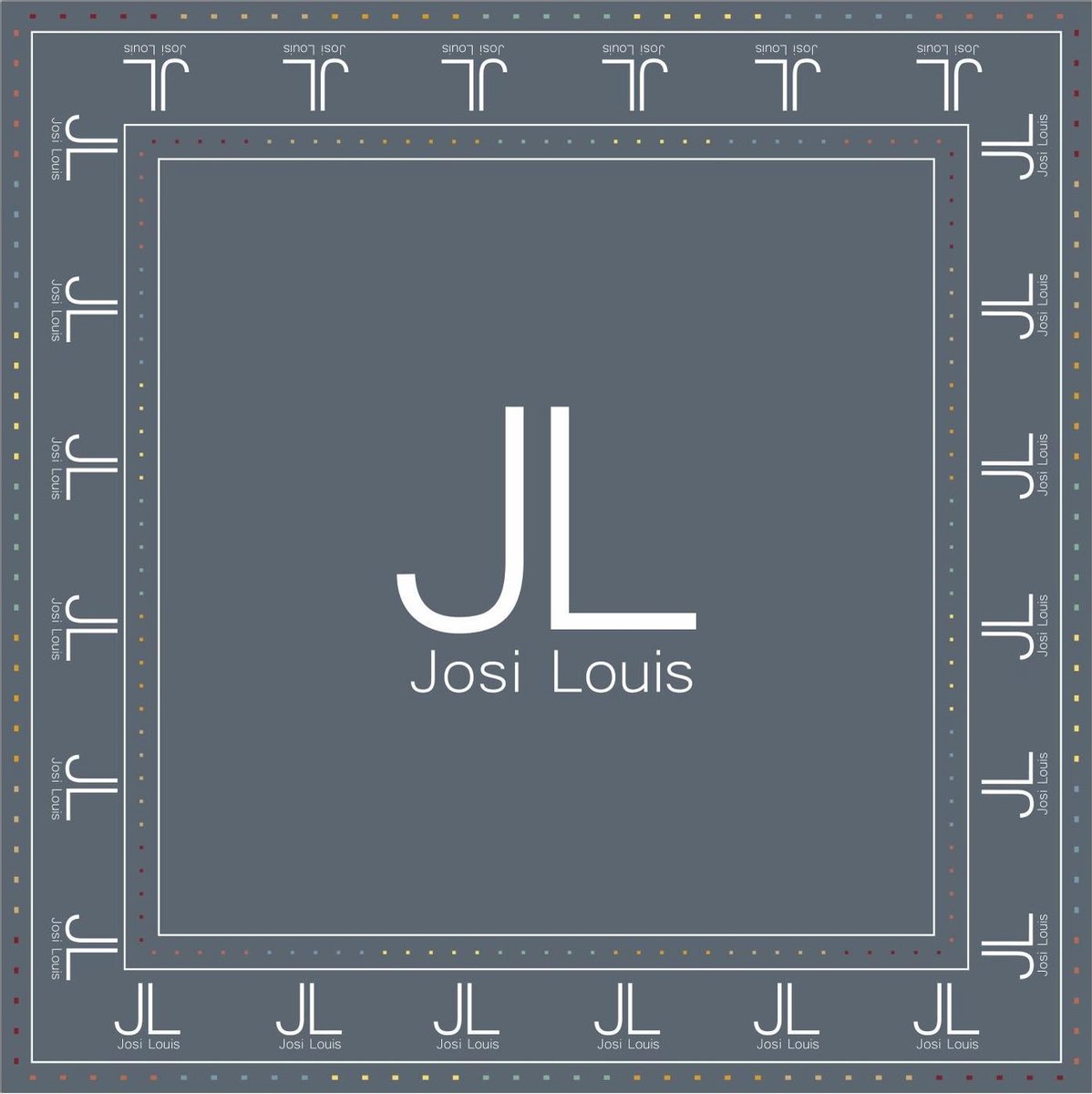 Josi Louis Zijden sjaal - logo - Grijs - 30 x 30 cm