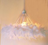 Funnylight Design hanglamp Kiki met witte veren voor de hal kamer en slaapkamer