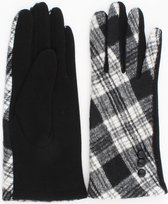 Dames handschoenen met fleece voering zwart wit ruitje maat M