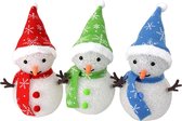 3 Sneeuwpoppen- Plastic - Rood/Groen/Blauw - Op Batterij
