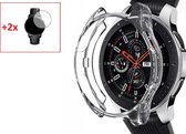 Heavy Duty 360 Graden Bescherming Set Geschikt Voor Samsung Galaxy Watch 46mm / Gear S3 - Tempered Glass Screen Protector Met Slim Cover Case Bumper Hoesje - Gehard Glas Display Sc