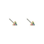 Oorbellen knopjes mini studs driehoek |  Goud -Multicolor