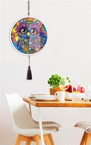 Diamond painting hanger met ronde lijst - Uil