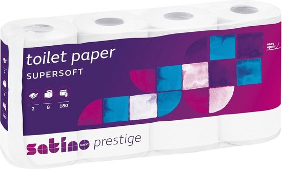 Satino Prestige Toilet papier 128 rollen / 180 vel / 2 laags / wit met  butterfly opdruk | bol.com