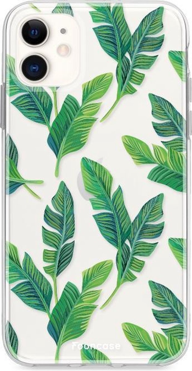 iPhone 12 hoesje TPU Soft Case - Back Cover - Banana leaves / Bananen bladeren