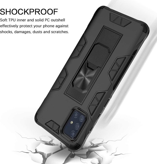 Coque Samsung Galaxy A51 Zwart - Coque Magnétique Kickstand Armor
