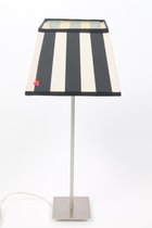 Tafellamp - zwart streep- vierkant- lamp met kap- H 55 cm