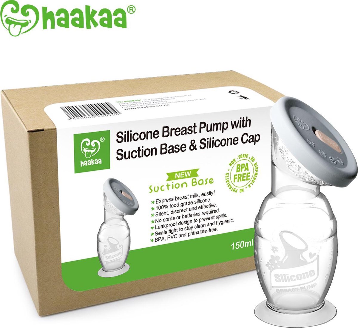 HAAKAA Siliconen Borstkolf 150ml - Vacuüm, compact en stil