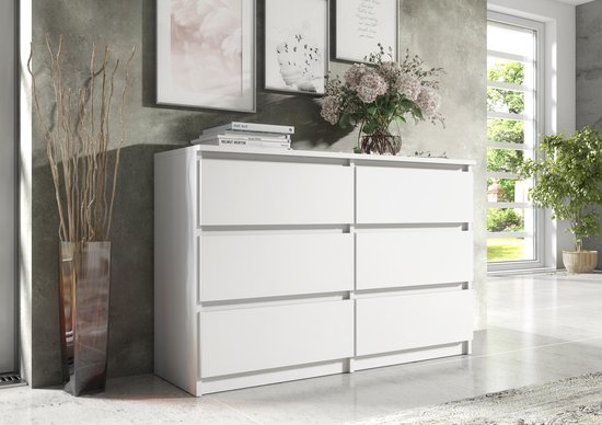 Pro-meubels - Ladekast Stamford - 120cm - 6 lades - Wit - Commode