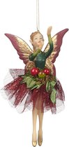 Viv! Home Luxuries Kerstbal Elf ballerina met tule rok - rood - 14cm - topkwaliteit