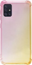 ADEL Siliconen Back Cover Softcase Hoesje voor Samsung Galaxy A51 - Kleurovergang Roze Geel