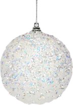 Dickensville Kerstbal Glitter 10 Cm Wit/blauw