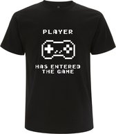 Player has entered the game | games | Tshirt | bedrukt | logo | Zwart Tshirt van katoen en wasbaar