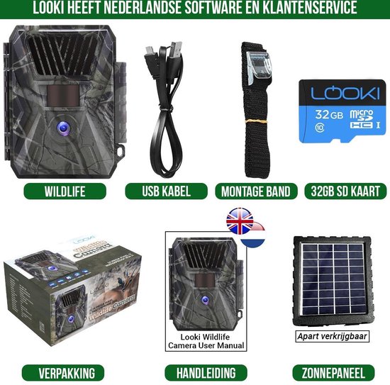 Bol Com Looki Wildcamera Met Nachtzicht 24mp 1080p Hd Gratis 32gb Sd Kaart Ip66